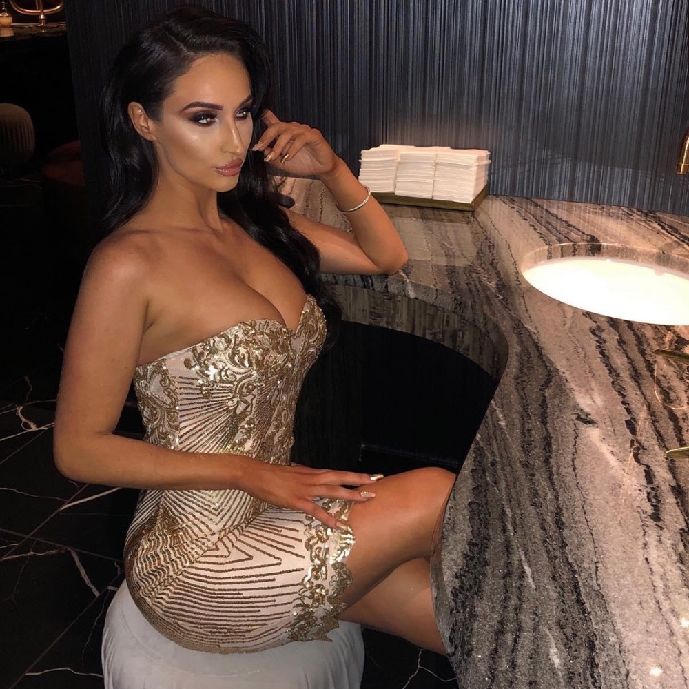 Goddiva London sequin dress blush/gold